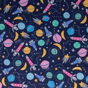 Cotton Poplin Print - Space on Navy - Per ½ Metre