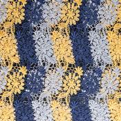 Navy, Silver &amp; Gold Floral Tri-Colour Guipure Lace - Per ¼ Metre image