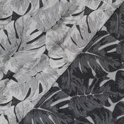 Abalone Grey on Black Monstera Brocade - Per ¼ Metre