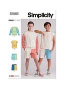 Colour Block Sweatshirts &amp; Shorts in Simplicity Kids (S9801)