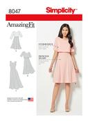 Amazing Fit Women's Dress in Slim, Average &amp; Curvy Fit in Simplicity (S8047)