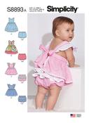 Babies' Bloomer Style Pinafores in Simplicity Kids (S8893)