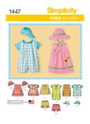 Babies' Romper, Dress, Top, Panties &amp; Hats in Simplicity (S1447)
