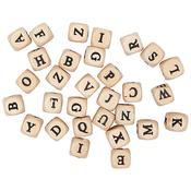 Wooden Cube Alphabet Beads (60pcs) - Serif image