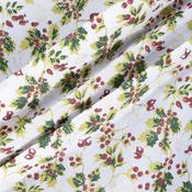 Christmas Canvas (100% Polyester) - Holly on White - Per ½ Metre image