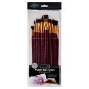 Long Handle Brush Set (12pcs) - Firm Burgundy