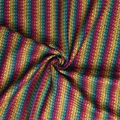 Multi-Coloured Zig-Zag Embroidered Design on Black - Per ¼ Metre