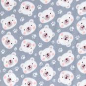 Anti-Pil Fleece: Teddies on Grey - Per ½ Metre