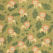 100% Cotton Digital Flannel Print: Lions on Green - Per ½ Metre