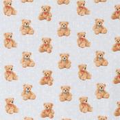 Lightweight Cotton Canvas: Teddy Bears on White - Per ½ Metre