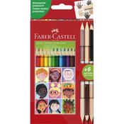 Faber Castel Triangular Colour Pencils (12pcs) - Children of the World + 3 Bicolour