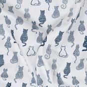 Cotton Poplin Print - Sketched Cats on Ivory - Per ½ Metre