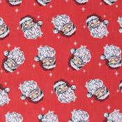 Holly Jolly: Classic Santa on Red - 100% Cotton