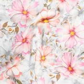 Linen &amp; Viscose Digital Print: Large Pastel Floral on White - Per ½ Metre