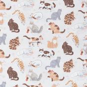 Paws &amp; Play: Cats on Beige - 100% Cotton