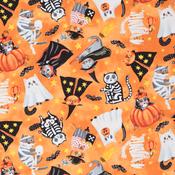 The Boo Crew: Halloween Cats on Orange - 100% Cotton