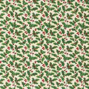 Xmas Scandi: Large Holly on Cream - 100% Cotton