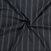 White Double Stripe Linen Mix on Black - Per ½ Metre