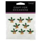 Craft Embellishments (8pcs) - Holly w/Bells