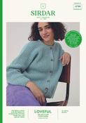 Round Neck Rib Cardigan in Sirdar Loveful 100% Recycled Tweed Blend DK (10780)