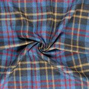 100% English Wool Tartan in Muted Blue, Yellow, Red &amp; Black - Per ¼ Metre