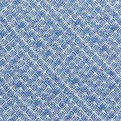 Spanish Linen Geometric Diamond in Cobalt &amp; White - Per ¼ Metre