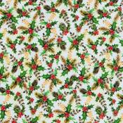 Noel: Christmas Flowers on White - 100% Cotton