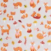 Supersoft Fleece: Cute Foxes on Grey - Per ½ Metre