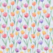 Embroidered Tulips on Cotton Mix - Per ½ Metre