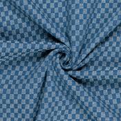 Washed Denim Jacquard Mini Check in Medium - Per ½ Metre