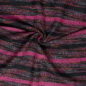Woven Slub Coating Fuchsia &amp; Tangerine Stripe on Black - Per ¼ Metre