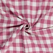 Chessboard Check Linen Cotton Mix in Mulberry &amp; Natural - Per ½ Metre
