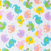 Fun Flannels: Elephants on White - 100% Cotton image