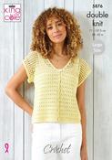 Button Up Top &amp; Cardigan in King Cole Finesse DK (5876) - CROCHET