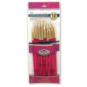 Royal &amp; Langnickel White Bristle Round/Flat Brush Set (10pk)