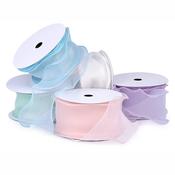 Pearlescent Wired Organza Ribbon (80mm) - Per Metre image