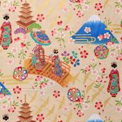Geisha on Taupe - 100% Cotton