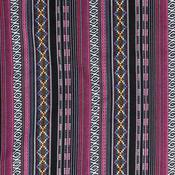 Recycled Ethnic Jacquard: Cerise Stripe on Black - Per ½ Metre