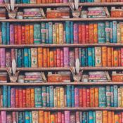 Cotton Poplin Print - Multicolour Jewel-toned Library - Per ½ Metre
