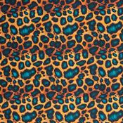 Cotton Poplin Print - Teal Leopard - Per ½ Metre
