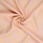 100% Eco Linen in Apricot &amp; Pink Stripe - Per ¼ Metre
