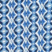 Double-Sided Quilted Viscose w/Lattice Geo in Blue - Per ¼ Metre