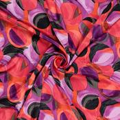 Soft Touch Viscose Satin w/Abstract Circles - Per ½ Metre