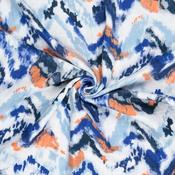 Cotton Watercolour Brush Gauze in Blue - Per ½ Metre