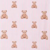 Toybox Treasures: Vintage Teddy Pink Stripe - 100% Cotton