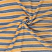 Spanish Crochet Knit Stripe in Maize &amp; Sky - Per ½ Metre image