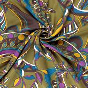 Large Art Nouveau Viscose in Olive &amp; Violet - Per ½ Metre image