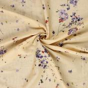Cotton &amp; Silk Delicate Watercolour Floral on Yellow - Per ½ Metre