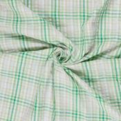 Cotton Seersucker Check in Green &amp; Ivory - Per ½ Metre image