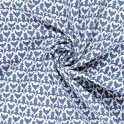 Delicate Hearts Italian Cloqué in Denim Blue &amp; Silver - Per ¼ Metre image